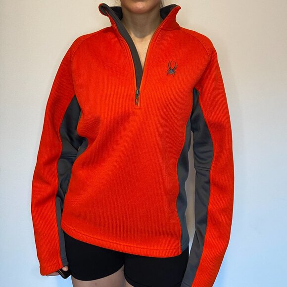 Spyder men's quarter zip pullover - bright orange/red - Picture 3 of 9